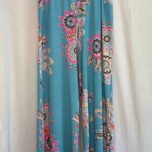 Melissa Paige Women Lg Wide Leg Palazzo High Rise Floral Paisley Elastic Bright